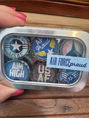 Air Force Proud Bottle Cap Magnet Set - Blue